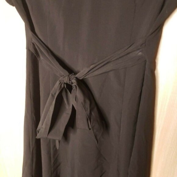 Aryn K Womens Black Short Sleeve Button Down Shirt Dress Large - Picture 5 of 9